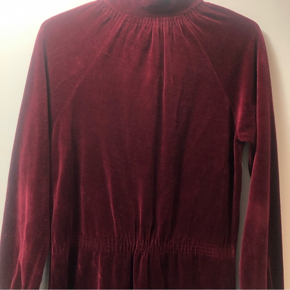 VTG Holiday Knitwear Velour Nightgown Burgundy Maroon Keyhole Neckline Button - Picture 11 of 11